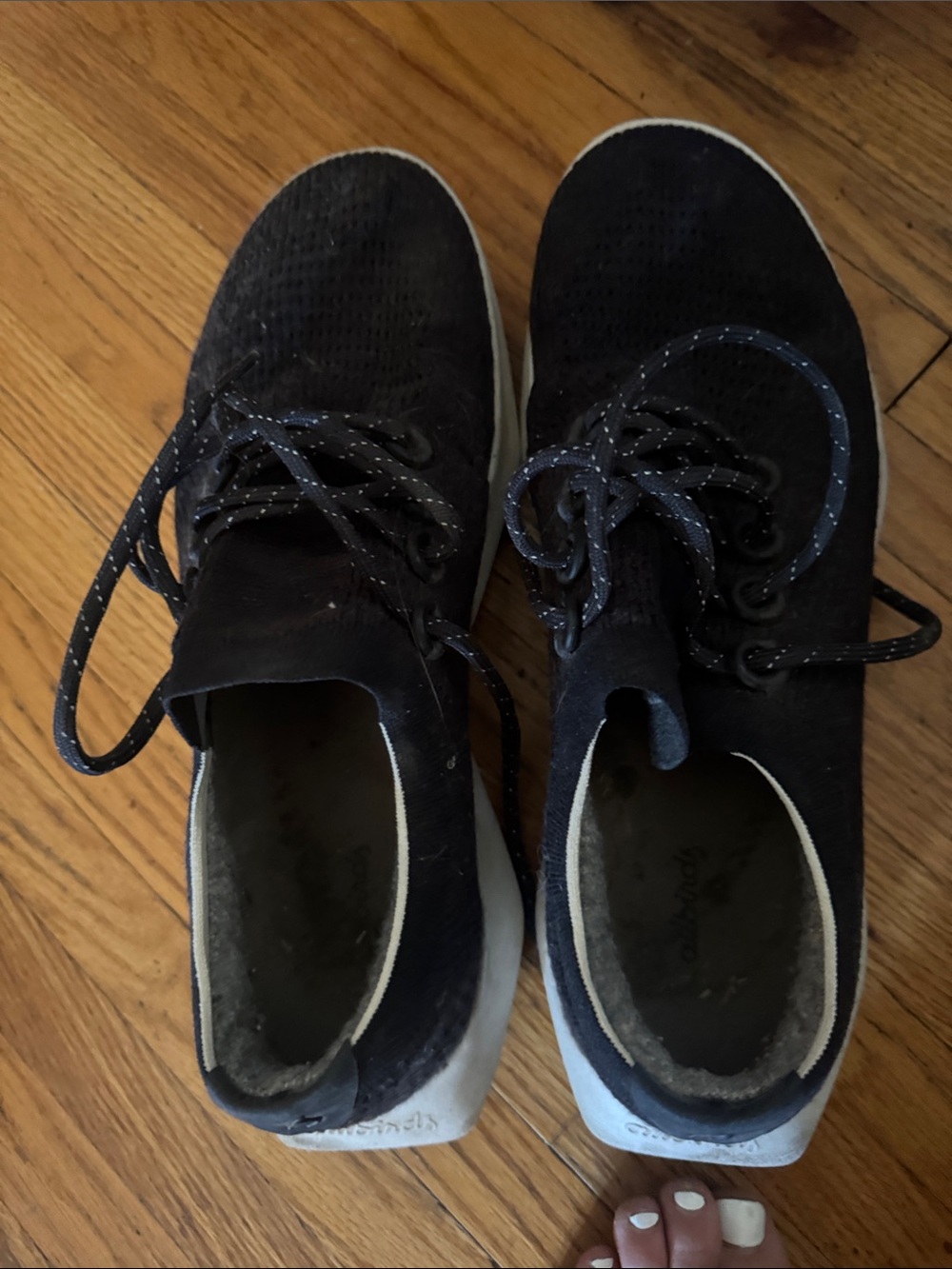 allbirds Black Knit Lace-Up Sneakers with White Sole